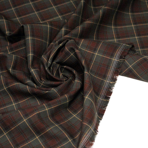 Tissu Tartan motif traditionnel vert kaki bordeaux ocre - STANDARD 100 OEKO - TEX - TissusPapi.com