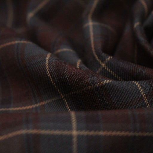 Tissu Tartan motif traditionnel vert kaki bordeaux ocre - STANDARD 100 OEKO - TEX - TissusPapi.com