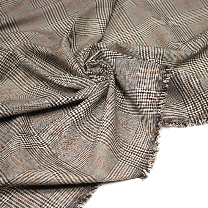 Tissu Prince de Galles noir blanc et ocre - STANDARD 100 OEKO - TEX - TissusPapi.com