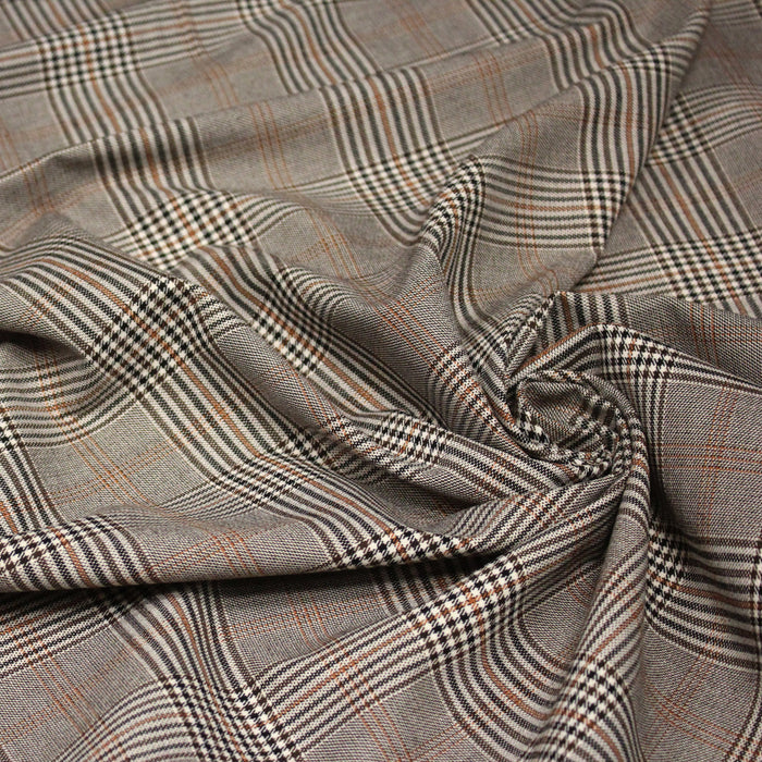Tissu Prince de Galles noir blanc et ocre - STANDARD 100 OEKO - TEX - TissusPapi.com
