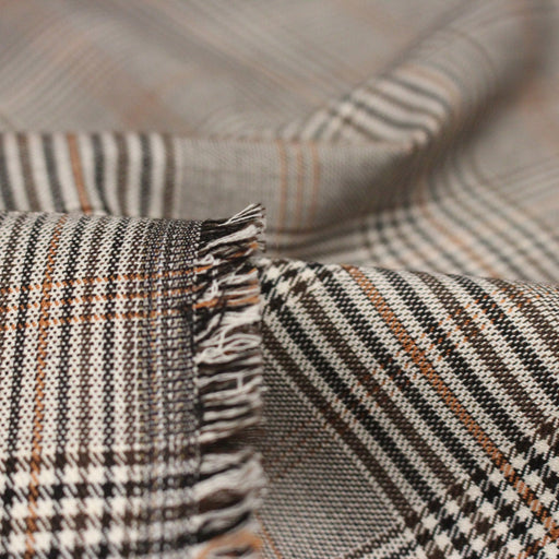 Tissu Prince de Galles noir blanc et ocre - STANDARD 100 OEKO - TEX - TissusPapi.com