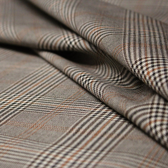Tissu Prince de Galles noir blanc et ocre - STANDARD 100 OEKO - TEX - TissusPapi.com