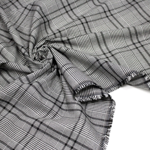 Tissu Prince de Galles noir blanc et liserés noirs - STANDARD 100 OEKO - TEX - TissusPapi.com