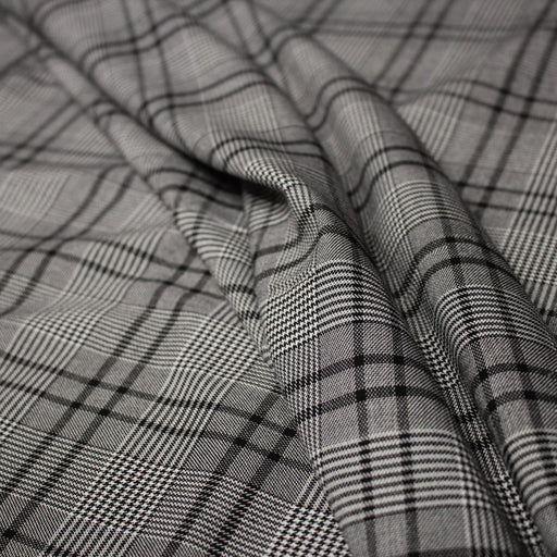 Tissu Prince de Galles noir blanc et liserés noirs - STANDARD 100 OEKO - TEX - TissusPapi.com