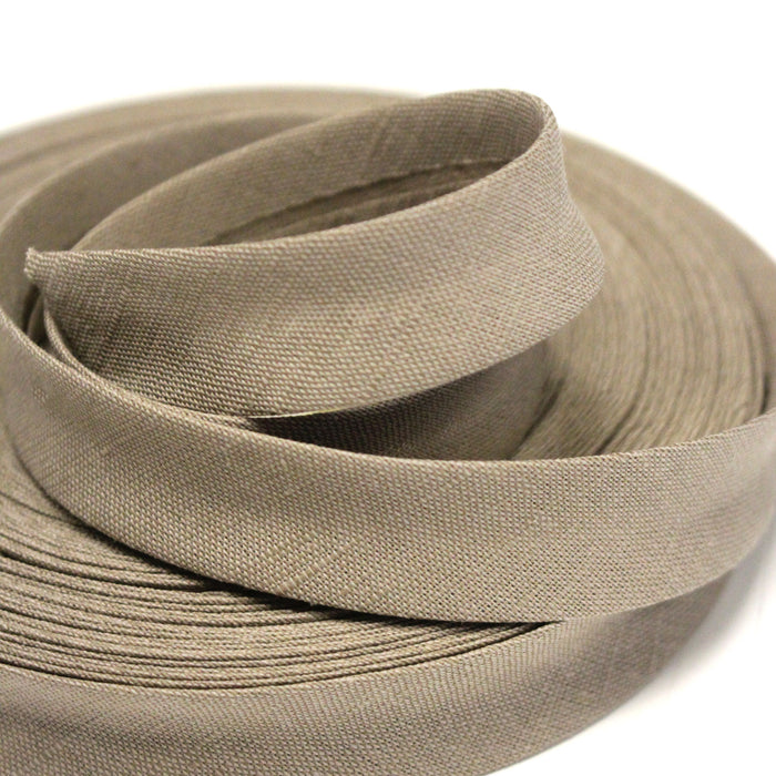 Biais de coton métis lin & coton, taupe - Galette de 20 mètres - TissusPapi.com
