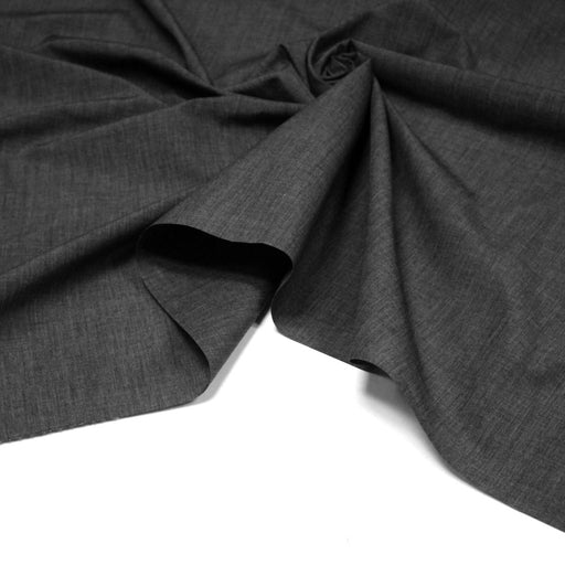 Tissu habillement popeline coton, gris anthracite chiné - En destockage, idéal comme toile à patron, comme doublure ! - TissusPapi.com