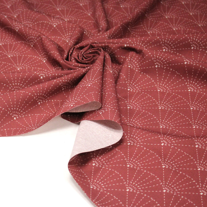 Tissu cotonnade motif japonais SASHIKO & SENSU – rouge & écru - TissusPapi.com
