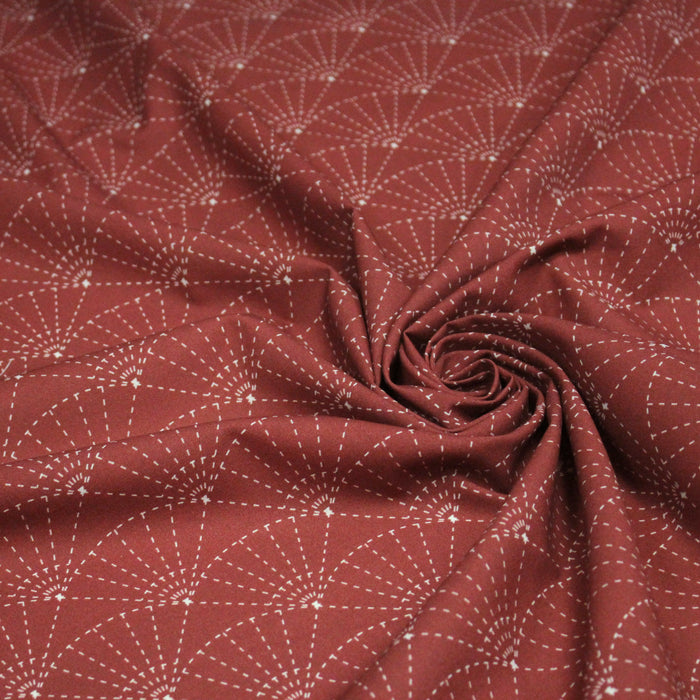 Tissu cotonnade motif japonais SASHIKO & SENSU – rouge & écru - TissusPapi.com