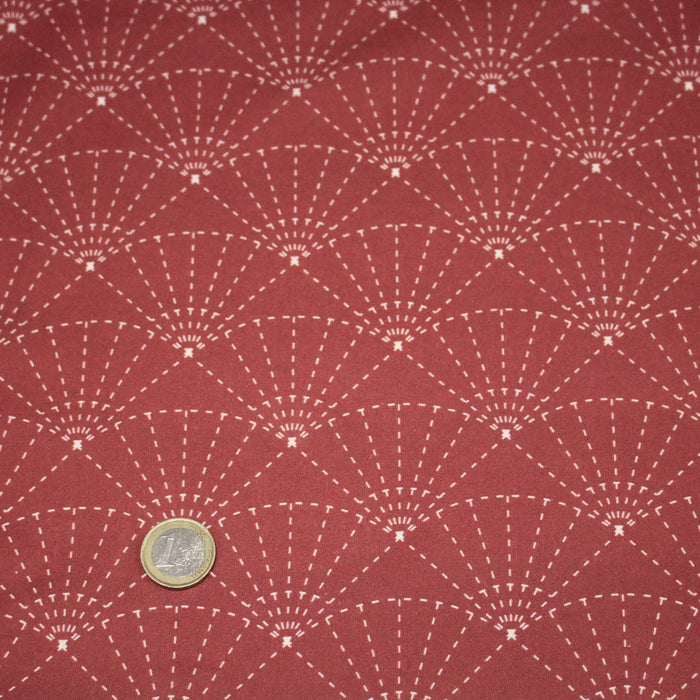 Tissu cotonnade motif japonais SASHIKO & SENSU – rouge & écru - TissusPapi.com