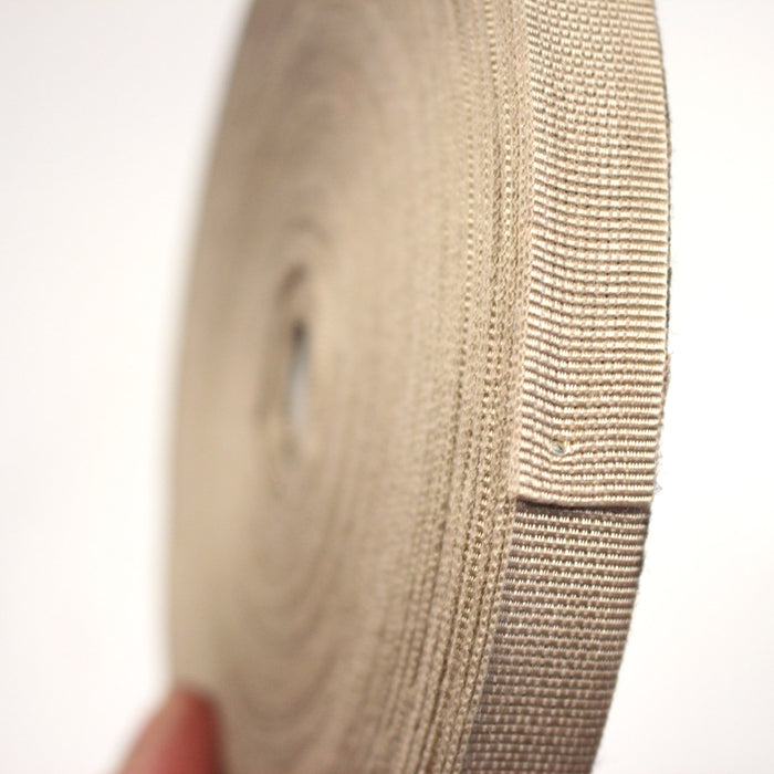 Ruban gros grain beige 14mm - Galette de 50 mètres - Fabrication française - TissusPapi.com