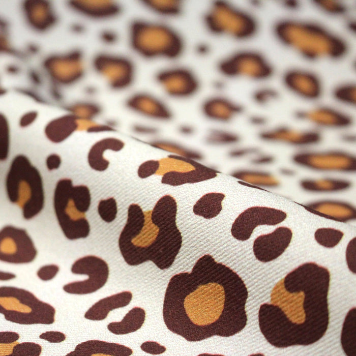 Tissu gabardine de coton LEOPARD écru & cacao, tons chauds - OEKO - TEX - TissusPapi.com