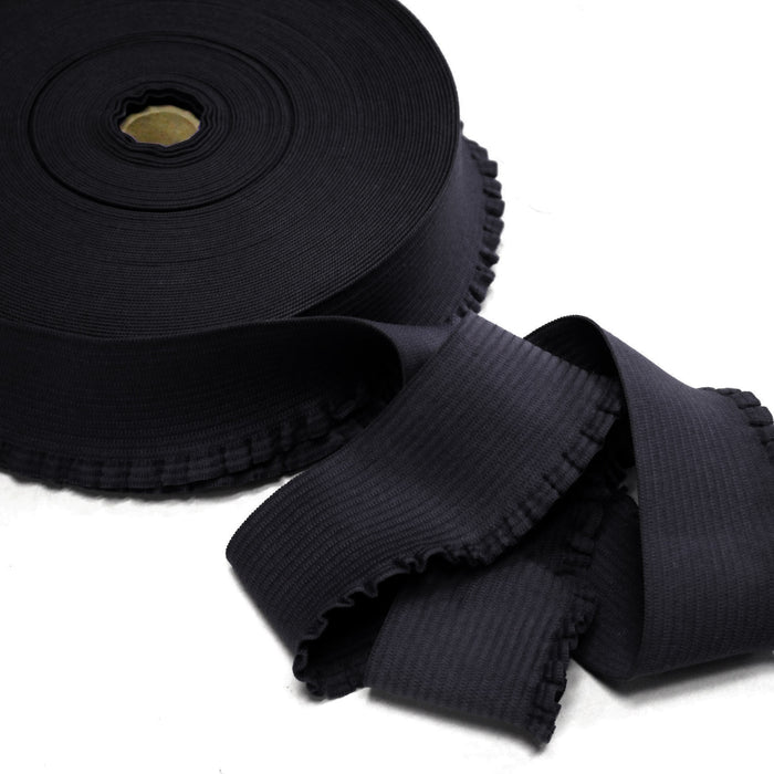 Ruban élastique jupe froufrou - Bord - côte pour jupe noir, 6cm - TissusPapi.com