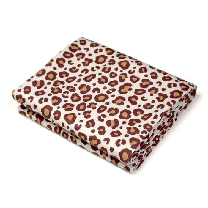 Tissu gabardine de coton LEOPARD écru & cacao, tons chauds - OEKO - TEX - TissusPapi.com