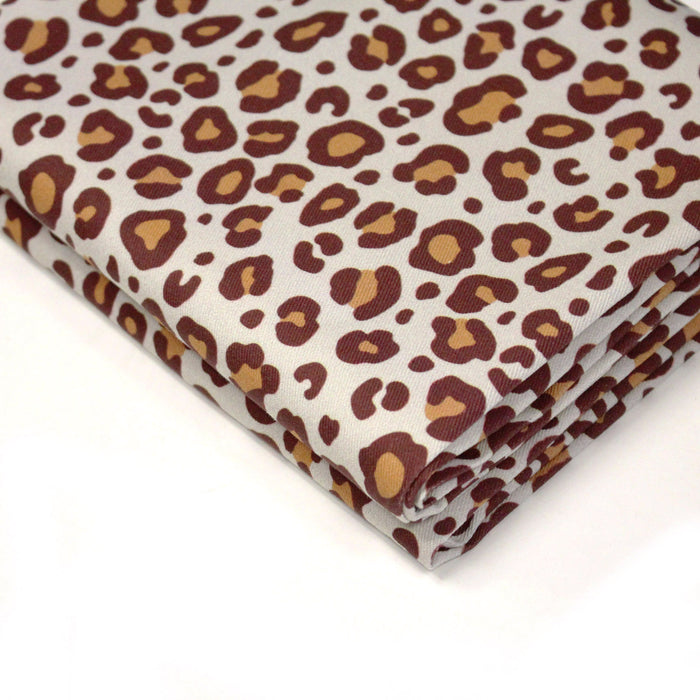 Tissu gabardine de coton LEOPARD écru & cacao, tons chauds - OEKO - TEX - TissusPapi.com