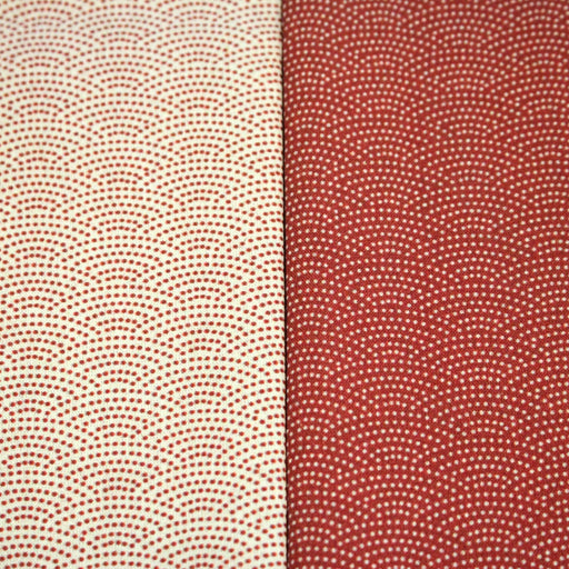Tissu cotonnade motif japonais SEIGAIHA : écru/rouge et rouge/écru - COLLECTION JAPON ROUGE - TissusPapi.com