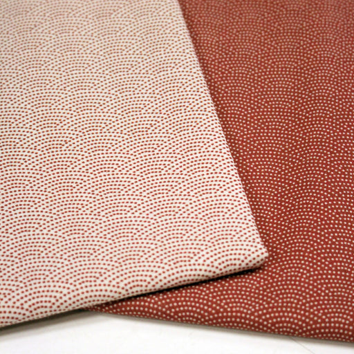 Tissu cotonnade motif japonais SEIGAIHA : écru/rouge et rouge/écru - COLLECTION JAPON ROUGE - TissusPapi.com