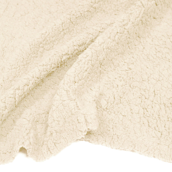 Tissu sherpa mouton : écru uni, vert, gris, camel... - OEKO - TEX - TissusPapi.com