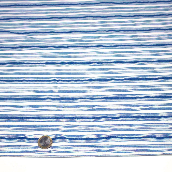 Tissu Seersucker coton rayures bleues et blanches - TissusPapi.com