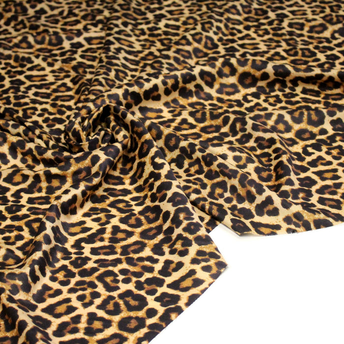 Tissu viscose fluide LEOPARD, tons naturels - OEKO - TEX - TissusPapi.com