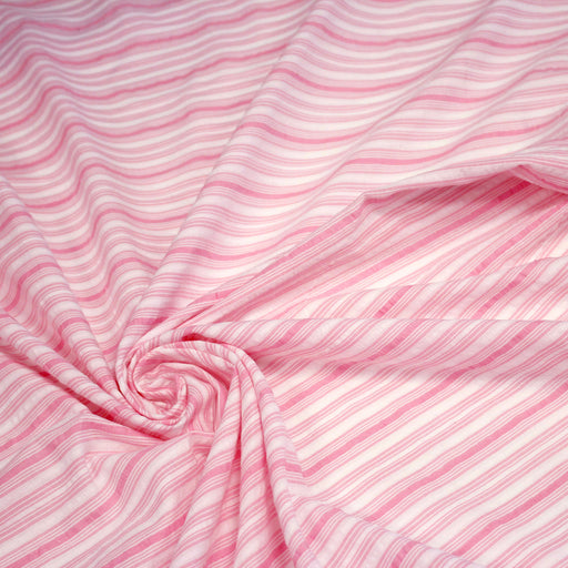Tissu coton seersucker rayures blanches et roses - TissusPapi.com