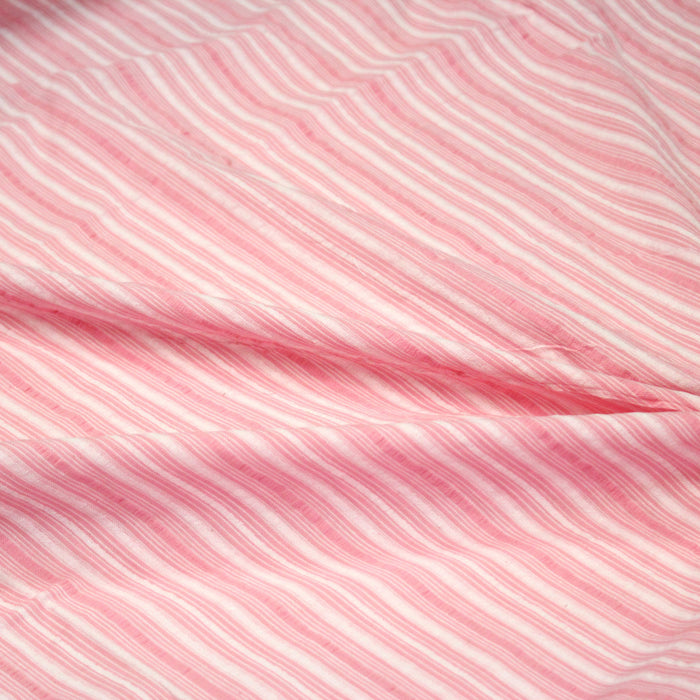 Tissu coton seersucker rayures roses et blanches - TissusPapi.com