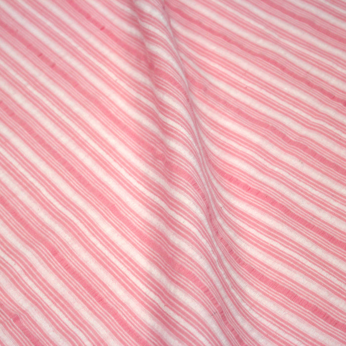 Tissu coton seersucker rayures roses et blanches - TissusPapi.com