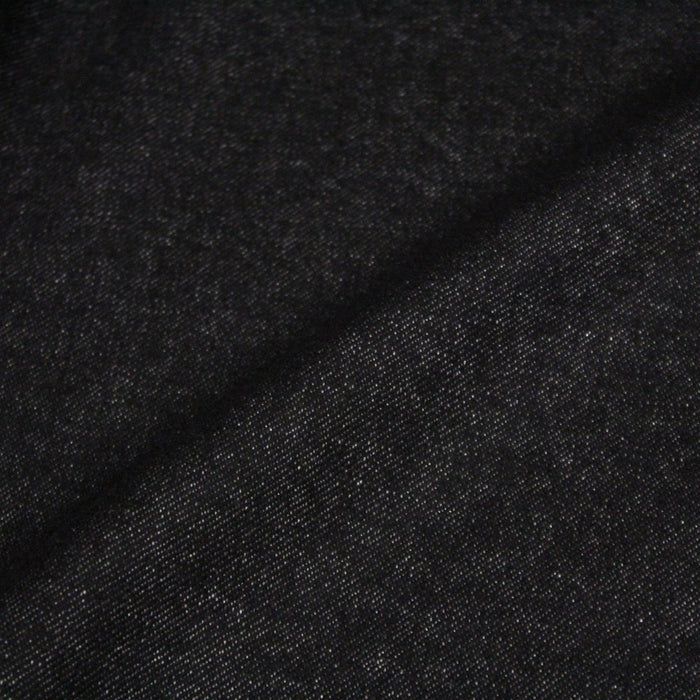 Tissu Denim de laine souple noir uni - Fabrication italienne