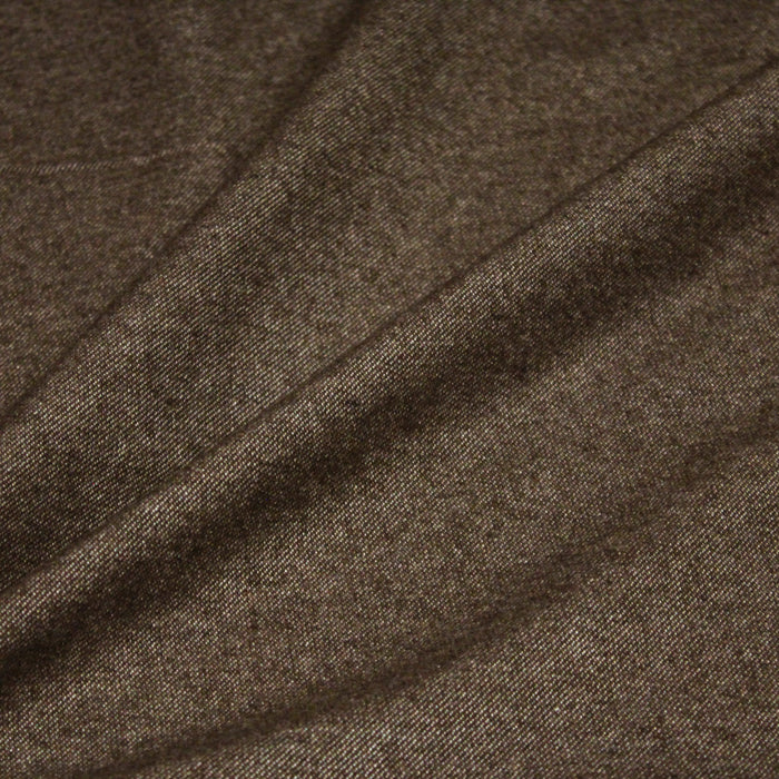 Tissu Denim de laine souple marron chocolat uni - Fabrication italienne