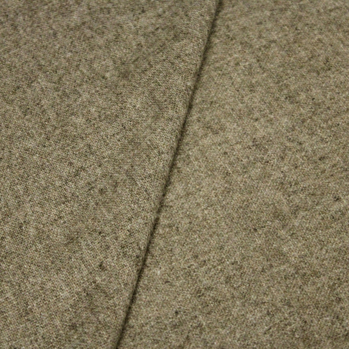 Tissu lainage tweed faux uni vert kaki - Fabrication italienne