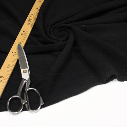 Tissu velours de laine noir uni - Fabrication italienne - TissusPapi.com