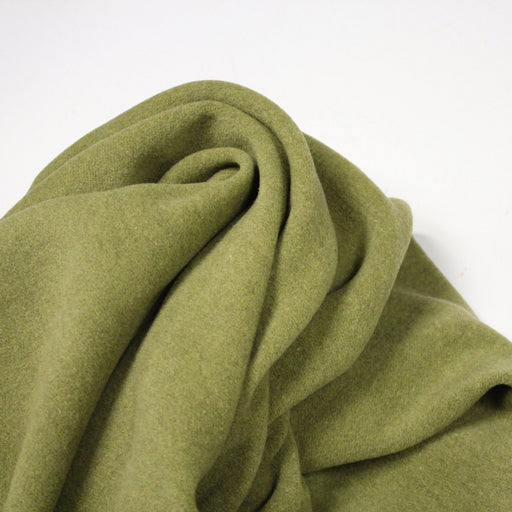 Tissu lainage vert olive uni - Fabrication italienne - TissusPapi.com