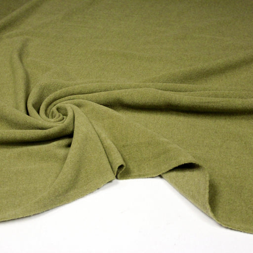 Tissu lainage vert olive uni - Fabrication italienne - TissusPapi.com