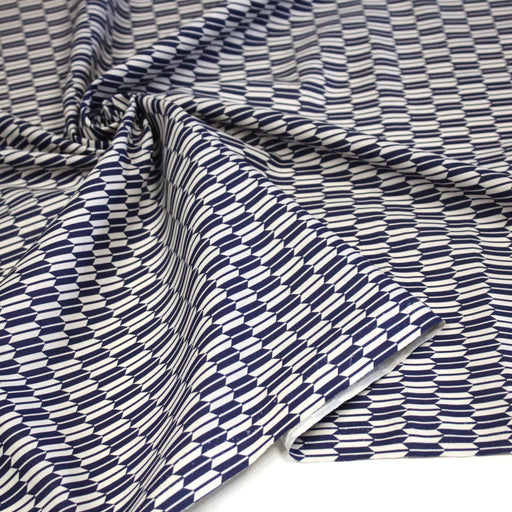 Tissu cotonnade motif japonais YAGASURI, flèches bleues & écrues - TissusPapi.com
