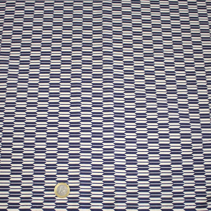 Tissu cotonnade motif japonais YAGASURI, flèches bleues & écrues - TissusPapi.com