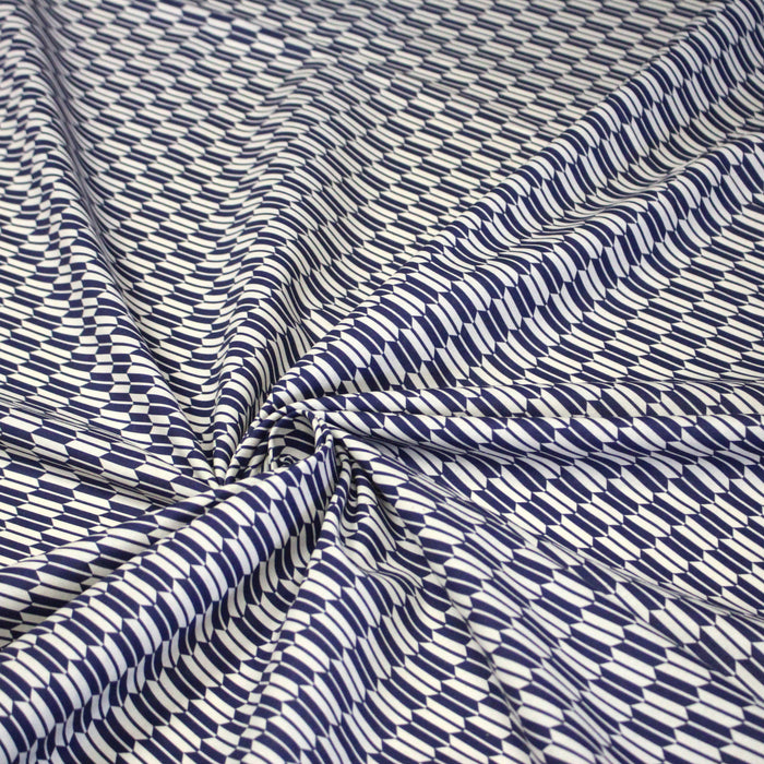 Tissu cotonnade motif japonais YAGASURI, flèches bleues & écrues - TissusPapi.com