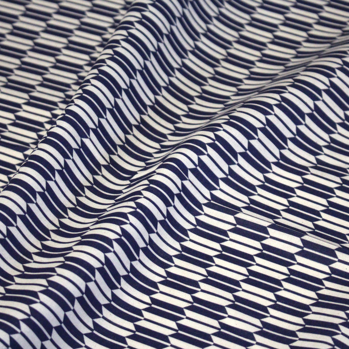 Tissu cotonnade motif japonais YAGASURI, flèches bleues & écrues - TissusPapi.com