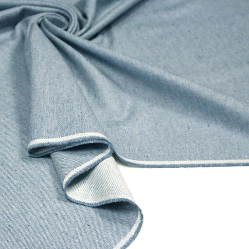 Tissu DENIM toile sergé bleu gris coton bio et coton recyclé - TissusPapi.com