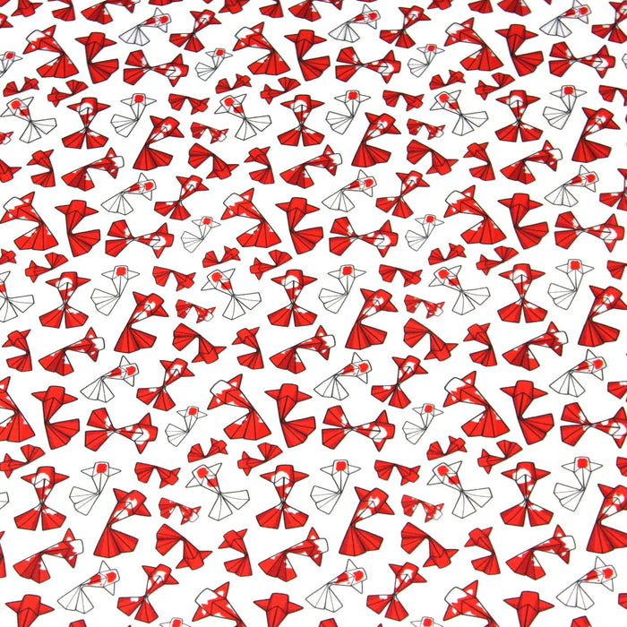 Tissu cotonnade motif japonais poissons koï origami rouge - OEKO - TEX - TissusPapi.com
