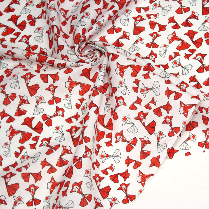 Tissu cotonnade motif japonais poissons koï origami rouge - OEKO - TEX - TissusPapi.com
