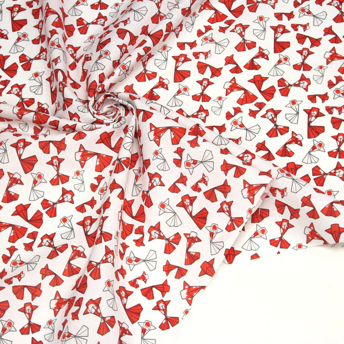 Tissu cotonnade motif japonais poissons koï origami rouge - OEKO - TEX - TissusPapi.com