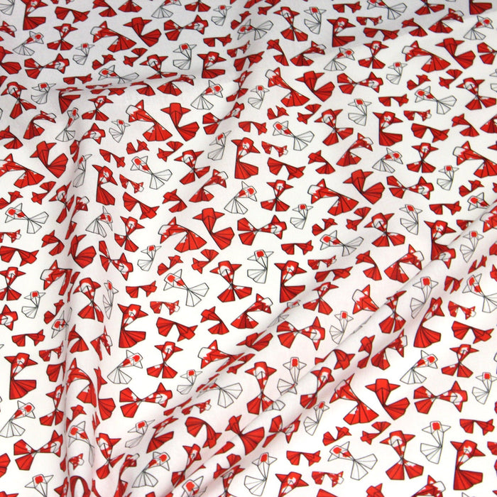 Tissu cotonnade motif japonais poissons koï origami rouge - OEKO - TEX - TissusPapi.com