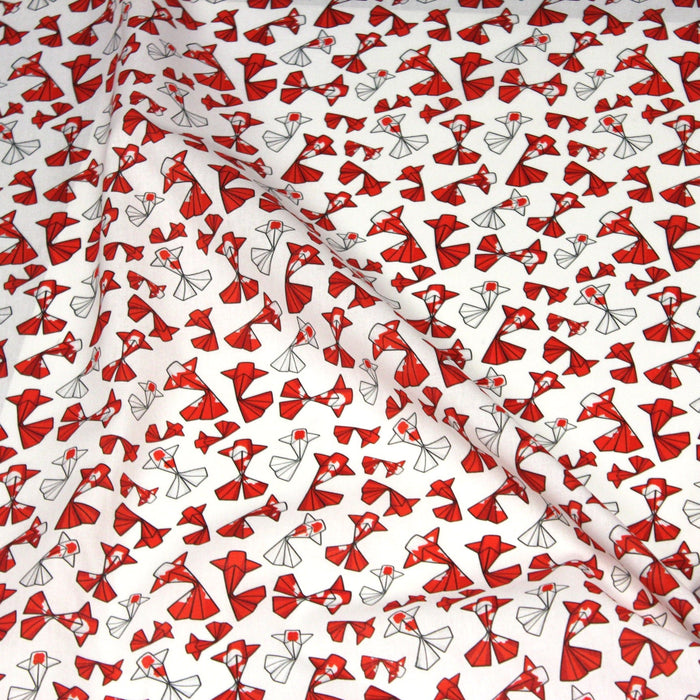 Tissu cotonnade motif japonais poissons koï origami rouge - OEKO - TEX - TissusPapi.com