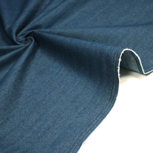Tissu DENIM élasthanne toile sergé fin bleu canard - TissusPapi.com