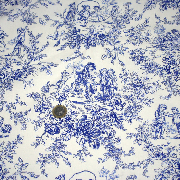 Tissu coton renforcé TOILE DE JOUY LES BAMBINS, grande largeur 280cm : rose ou bleu - OEKO - TEX - TissusPapi.com