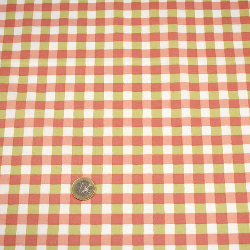 Tissu coton VICHY corail vert blanc - OEKO - TEX STANDARD 100 - TissusPapi.com