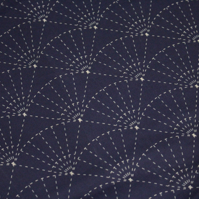 Tissu cotonnade motif japonais SASHIKO & SENSU – Bleu indigo & écru - TissusPapi.com