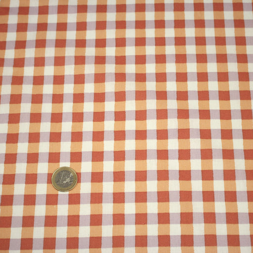 Tissu coton VICHY rouille chair blanc - OEKO - TEX STANDARD 100 - TissusPapi.com