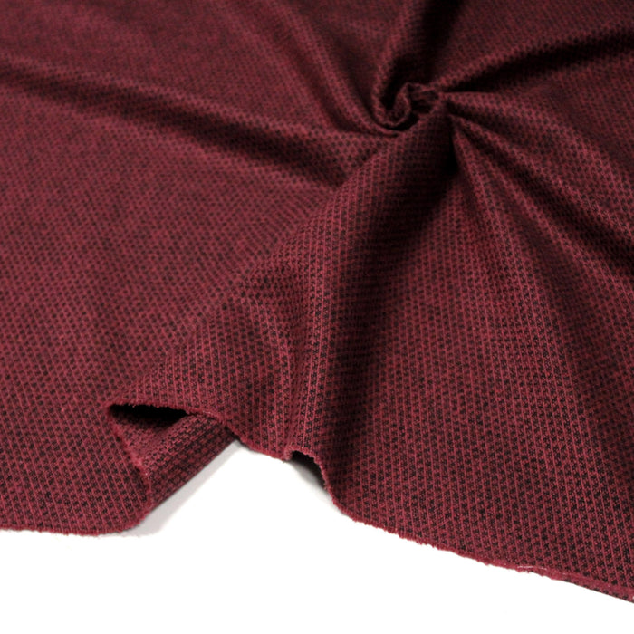 Tissu lainage faux uni rouge & noir - Fabrication italienne - TissusPapi.com
