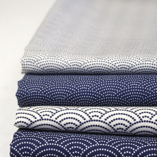 Tissu cotonnade motif japonais SEIGAIHA : écru/bleu et bleu/écru - COLLECTION JAPON INDIGO - TissusPapi.com