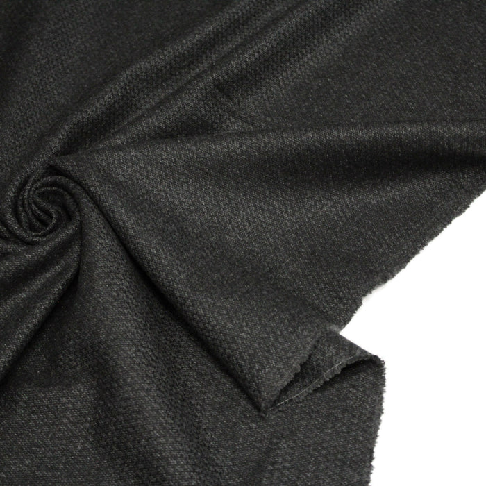 Tissu lainage faux - uni noir & gris anthracite aux fins losanges - Fabrication italienne - TissusPapi.com